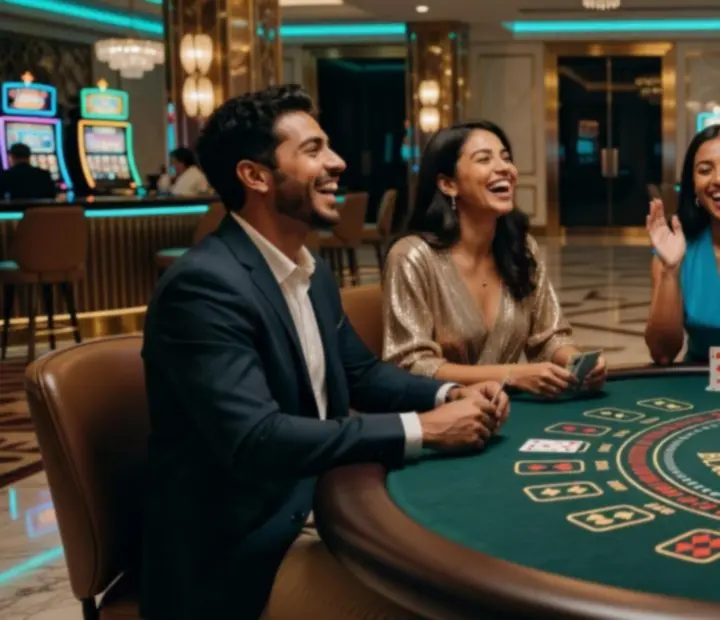 Blackjack asztal játék közben a Casino Ventra kaszinóban.