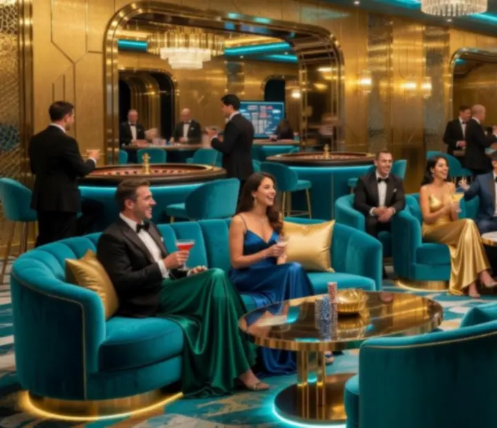 Elegáns kaszinó belső tér a Casino Ventra fő játéktermében