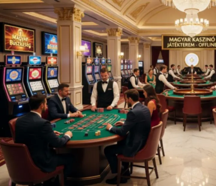 Panoráma a Casino Ventra játékteréről rulett és blackjack asztalokkal