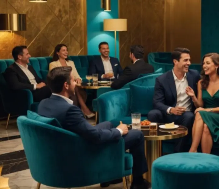 Mosolygó vendégek a Casino Ventra kaszinó játékterében.